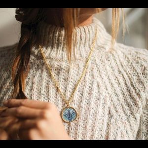 Alex and Ani Blue Lotus pendant necklace